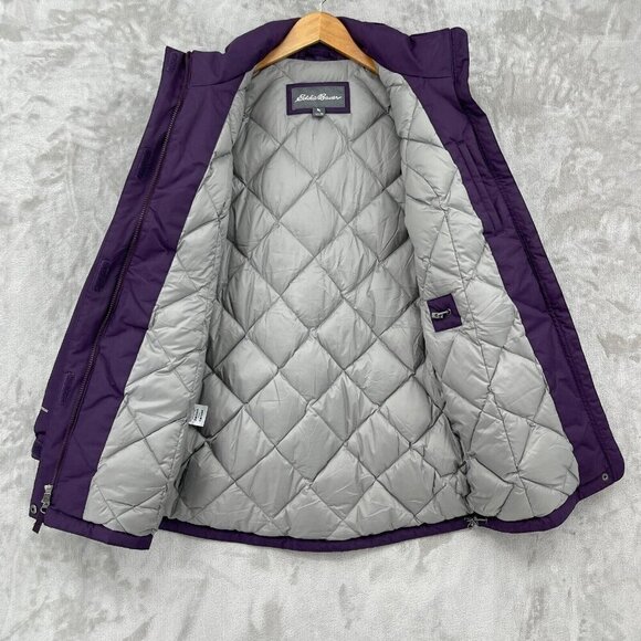 Eddie Bauer Weatheredge Down Fill Parka Coat Jacket Purple No Hood - Picture 6 of 13